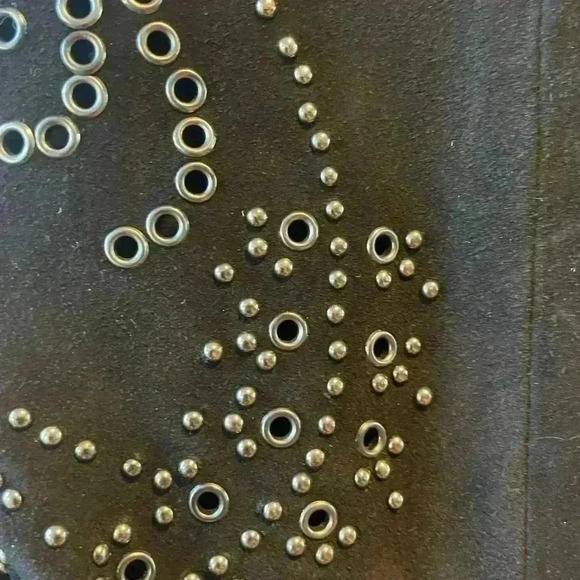 Free People Wynonna Studded Suede Embellished Black Mini Dress Leather S - Picture 9 of 13